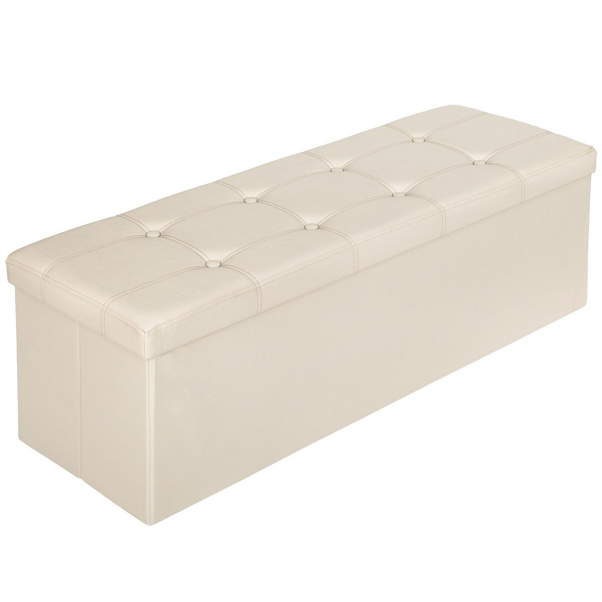 tectake Pouf avec espace de rangement pliable beige