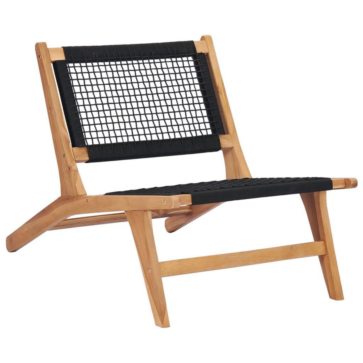 VIDAXL Chaise longue avec repose-pied Bois de teck solide et corde