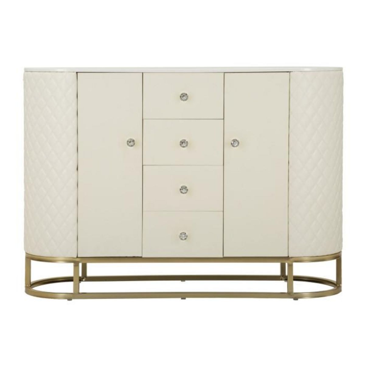 Paris Prix Buffet Design Effet Marbre  Sharon  120cm Blanc & Or