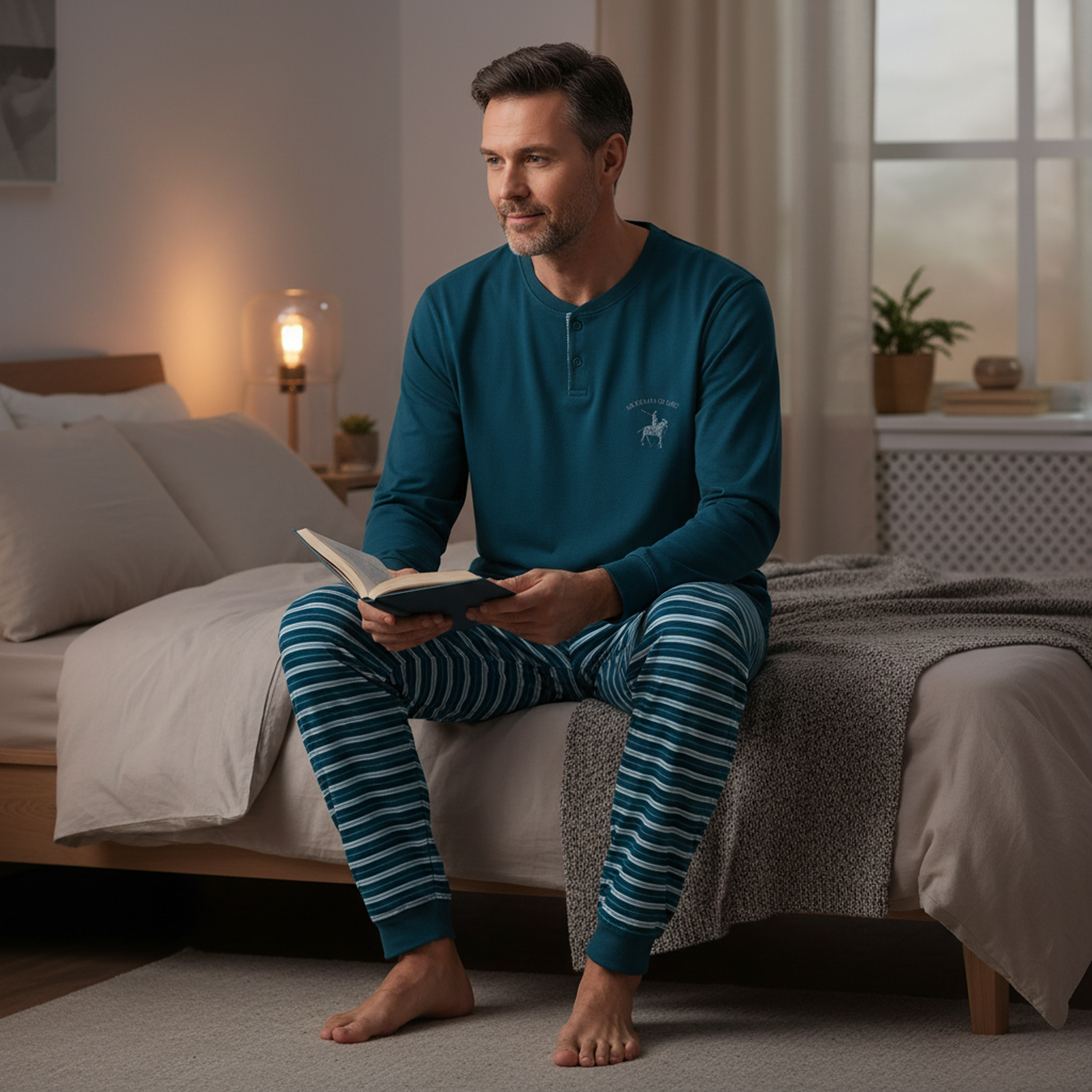 Voir la diapositive 4 : OZABI Ozabi pyjama homme doublé polaire écusson brodé