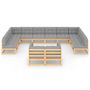 Voir la diapositive 3 : VIDAXL Salon de jardin 12 pcs avec coussins Bois de pin massif