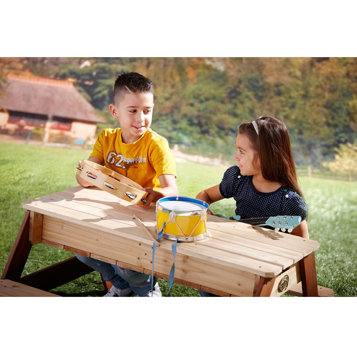 PRAGMA Table pique-nique bac à sable et eau - Bois - H56cm - Nick