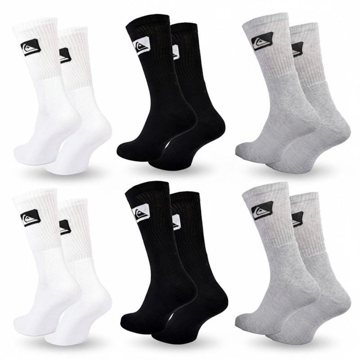 QUIKSILVER Quiksilver Pack de Chaussettes Homme Crew – Lot 6 Paires Sport Cushioned