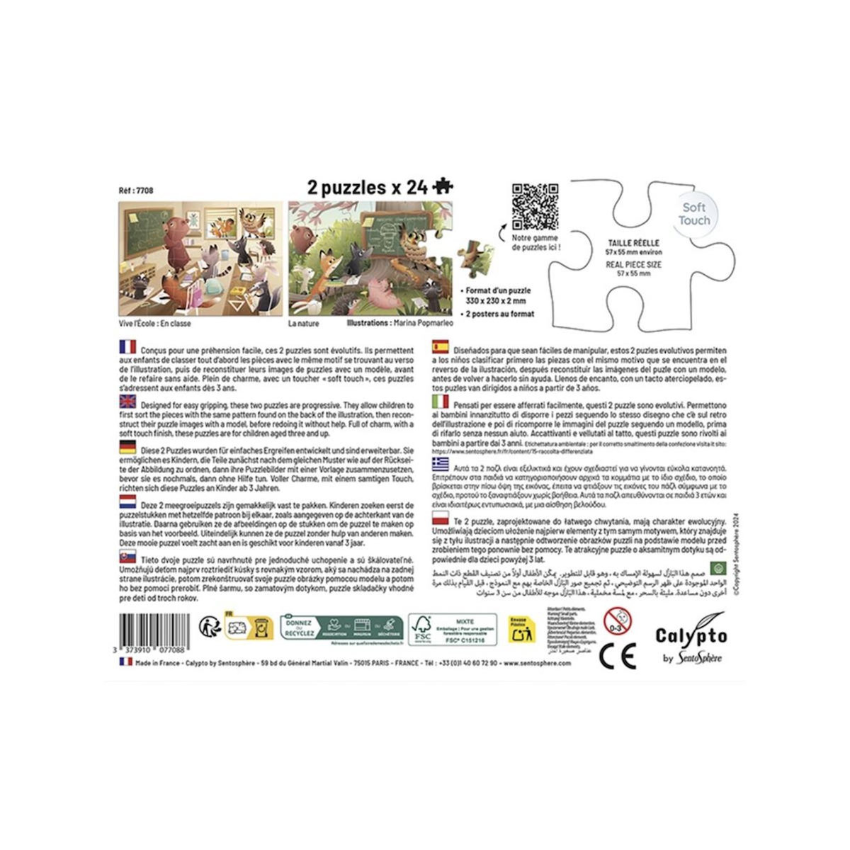 Sentosphere 2 puzzles 24 pieces - Vive l ecole - Calypto -