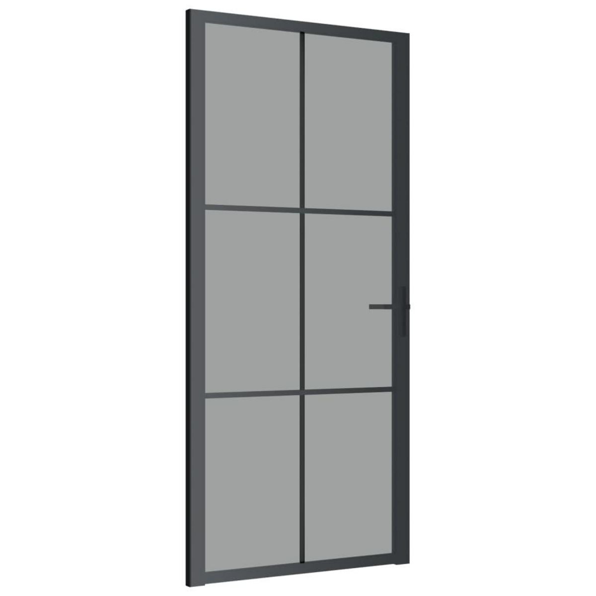 VIDAXL Porte interieure 93x201,5 cm Noir Verre ESG et aluminium