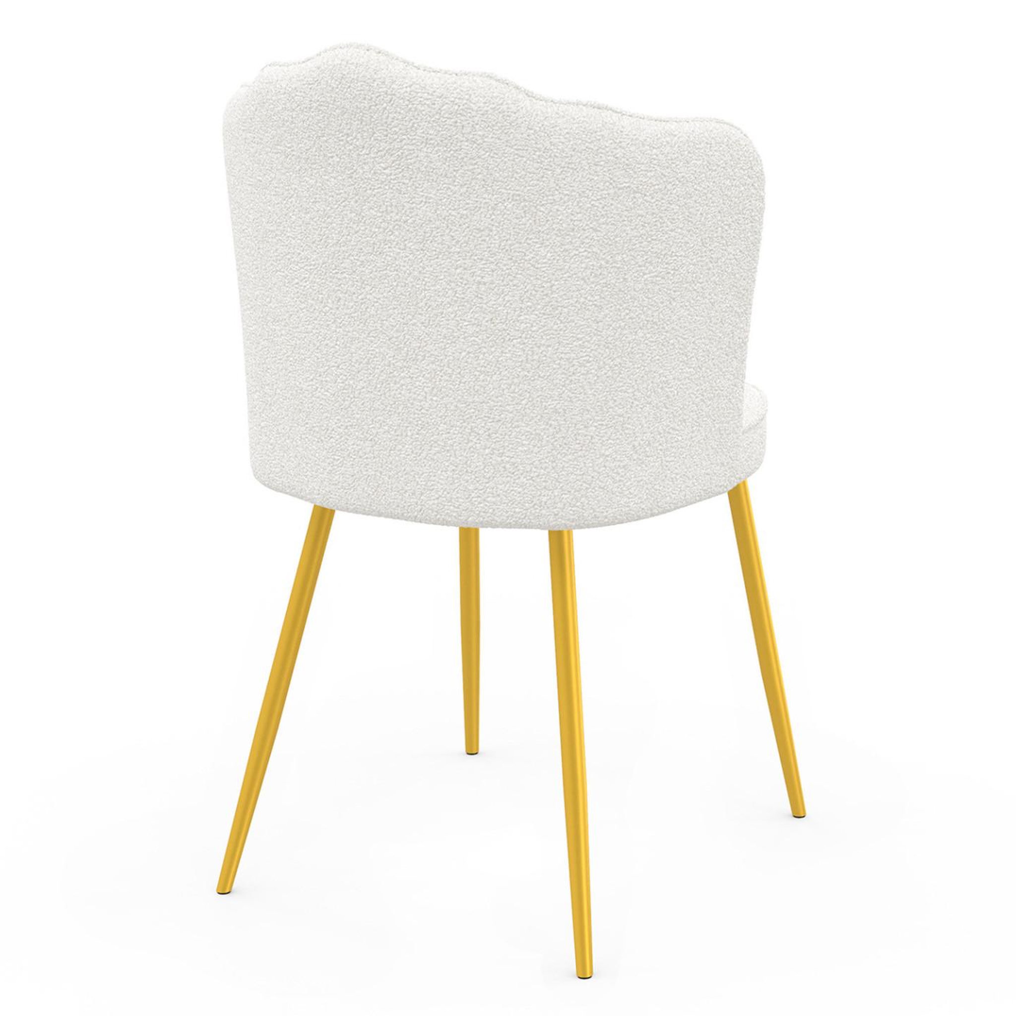 Voir la diapositive 4 : ID MARKET Lot de 2 chaises coquillage adelaide bouclette blanche pieds dorés