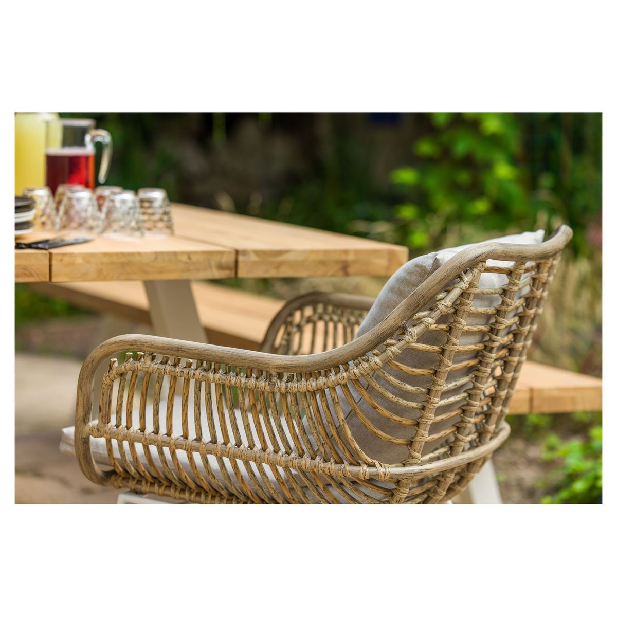 JARDILINE Lot de 2 fauteuils de jardin - Résine tressée/Acier - Imitation rotin - PEMBA