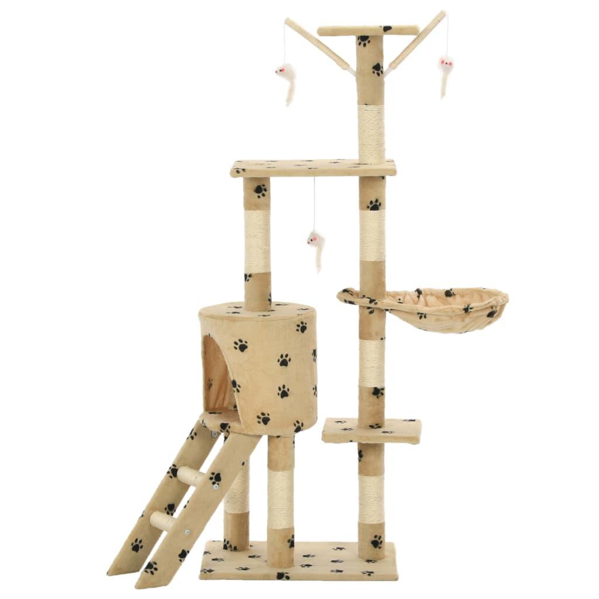 Voir la diapositive 3 : VIDAXL Arbre a chat avec griffoir en sisal 138cm Beige Motif de pattes