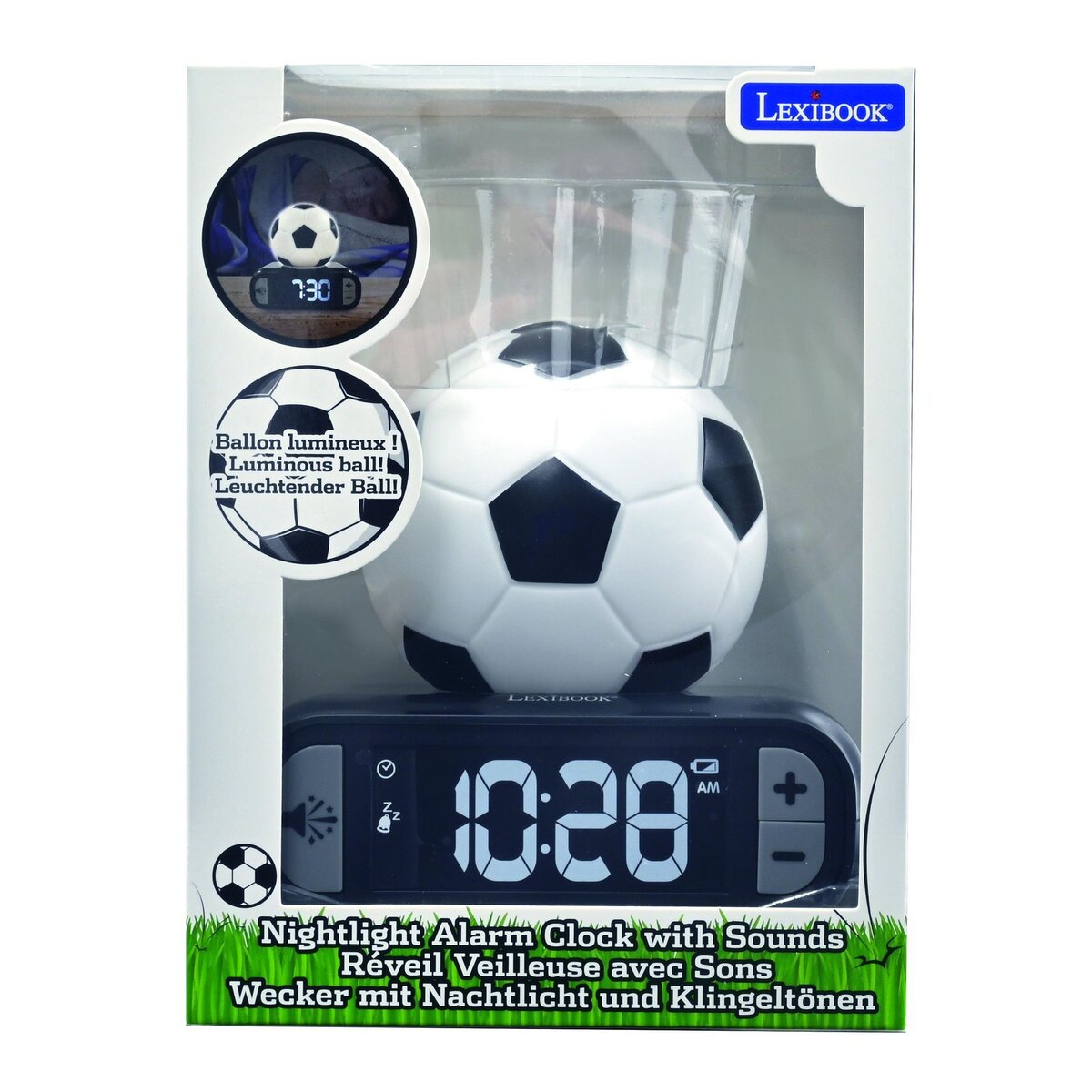 Lexibook Réveil avec veilleuse Ballon de football en 3D