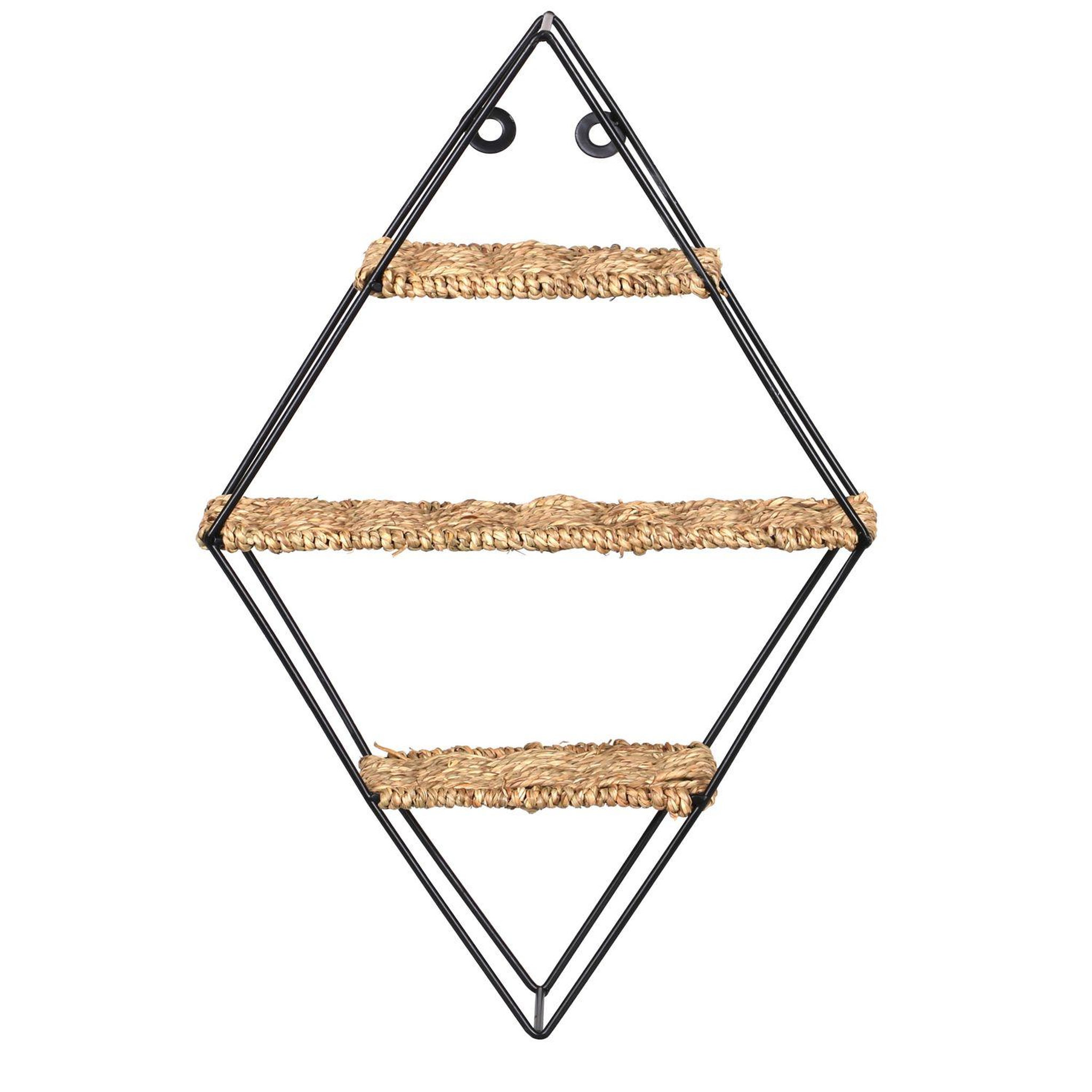 Voir la diapositive 1 : DIVERS Etagère murale design métal et corde natural living - l. 27 x h. 45 m - noir