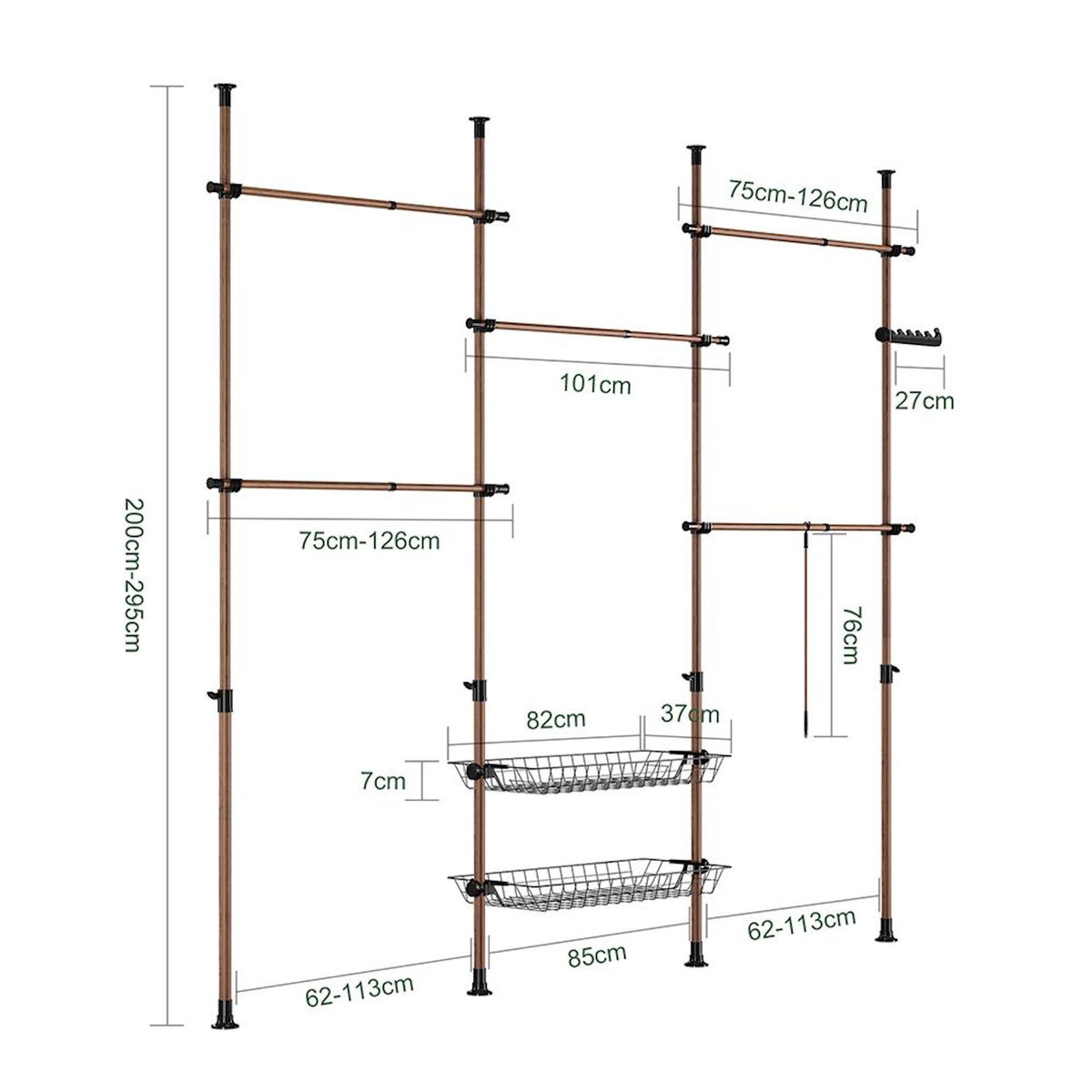 SOBUY SoBuy - Portemanteau Sur Pied à deux étagères - Fonctionnel - KLS04-II