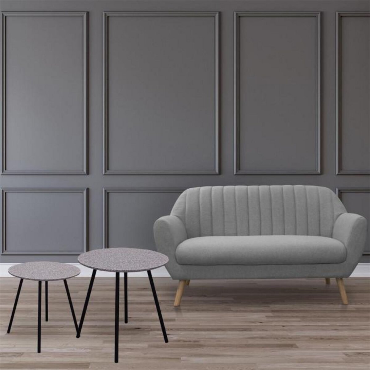 Paris Prix Lot de 2 Tables d'Appoint Design  Pluton  48cm Gris