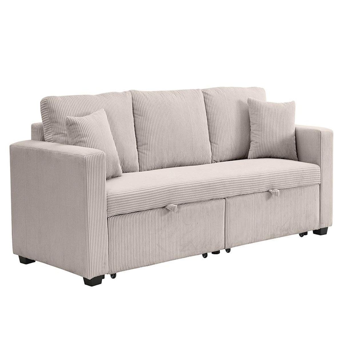 BEST MOBILIER Cyrus - canapé droit 3 places convertible en velours côtelé