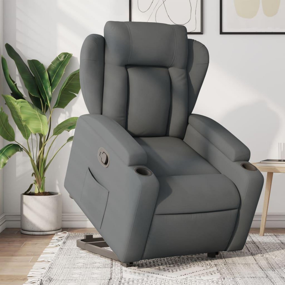 VIDAXL Fauteuil inclinable Gris fonce Tissu