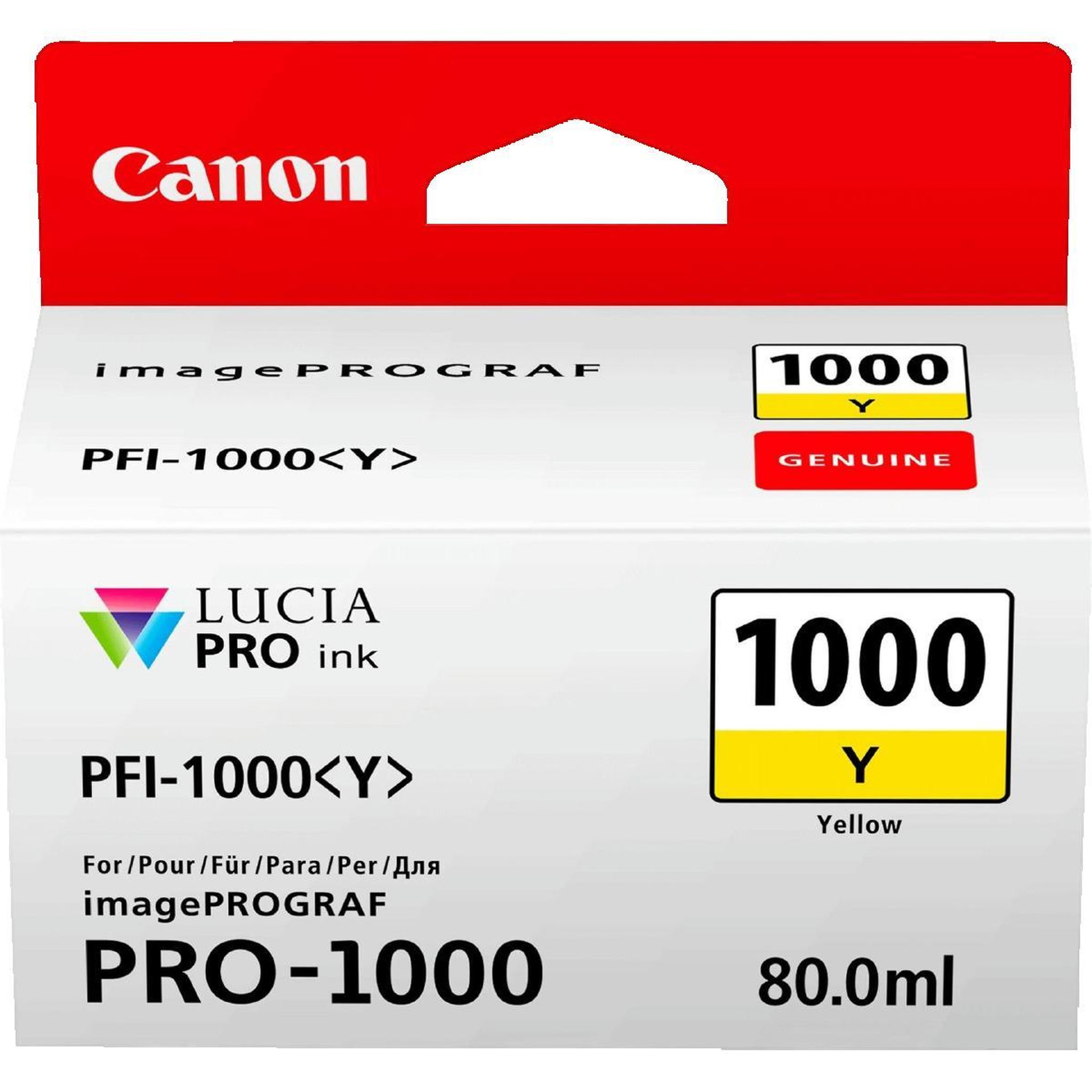 Canon Cartouche d'encre Canon PFI-1000 Y jaune gel Original pour imagePROGRAF PRO-1000