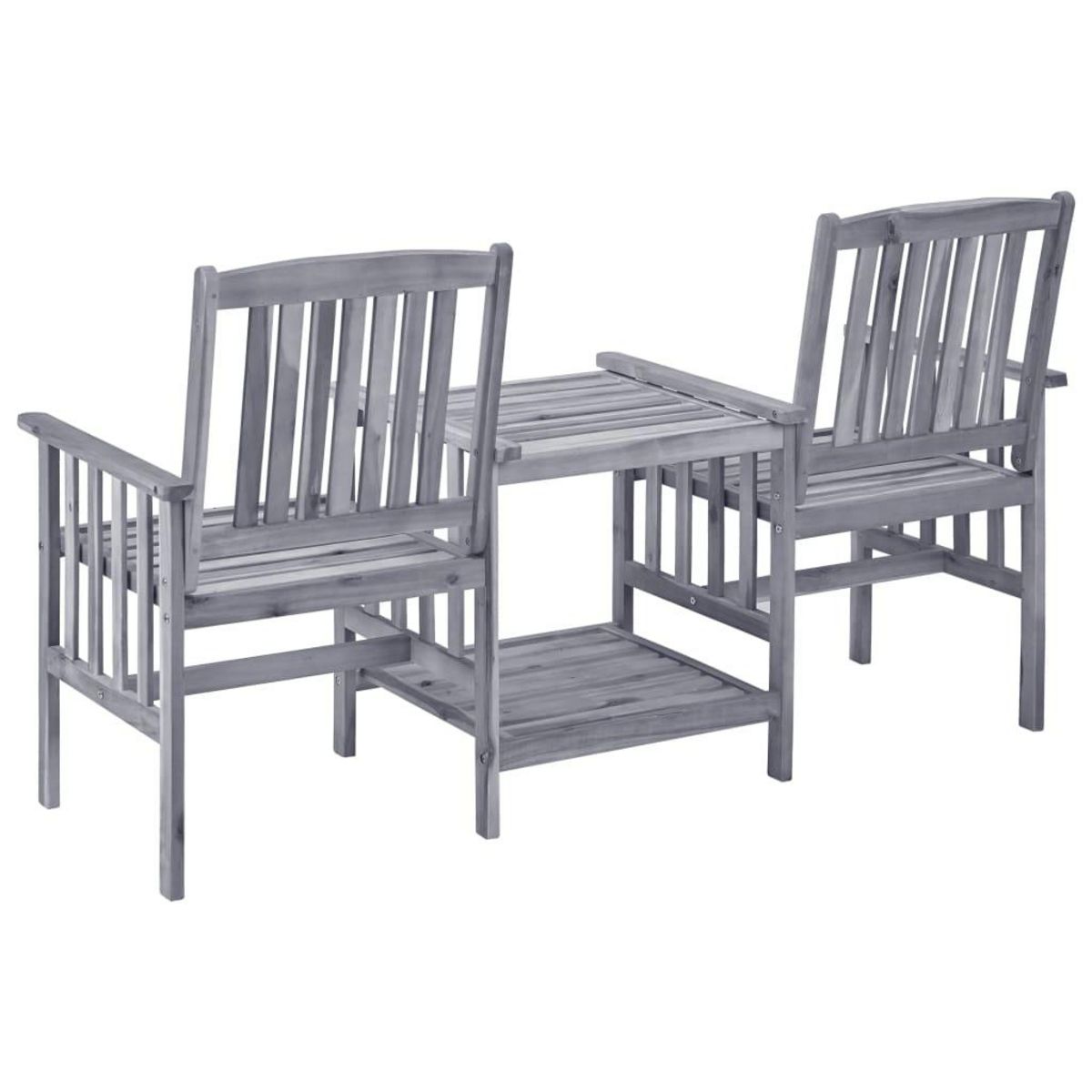 VIDAXL Chaises de jardin avec table a the et coussins Acacia solide