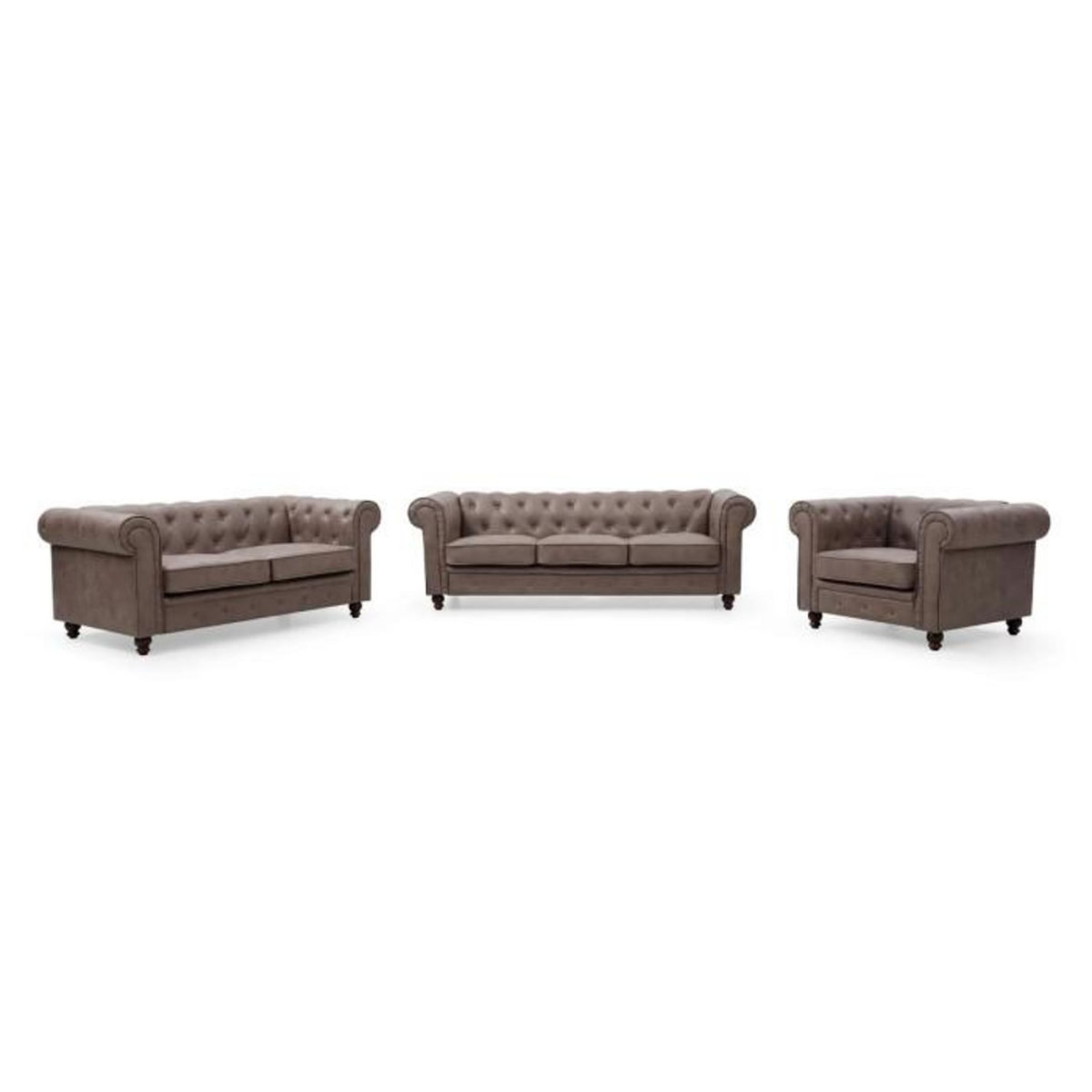 Paris Prix Canapé 3 Places  Chesterfield  209cm Marron Vintage