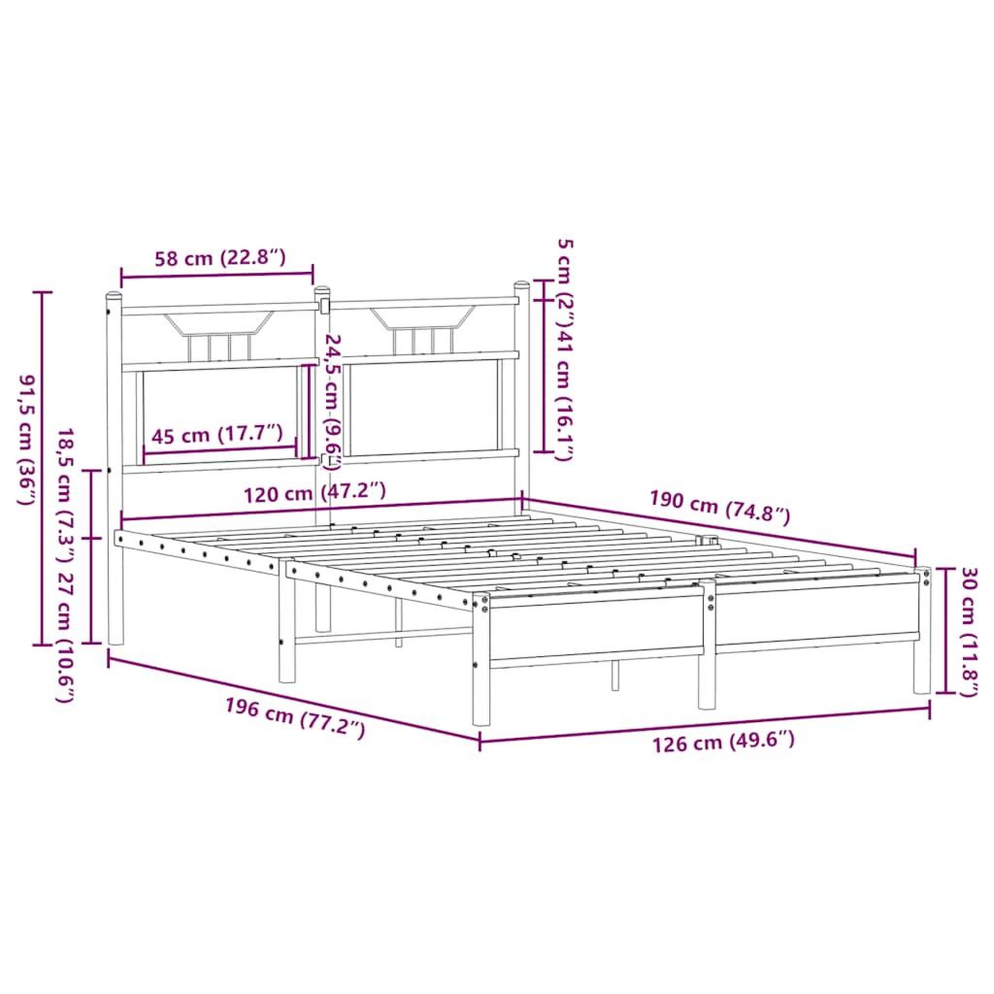 Voir la diapositive 6 : VIDAXL Cadre de lit sans matelas chene sonoma 120x190 cm