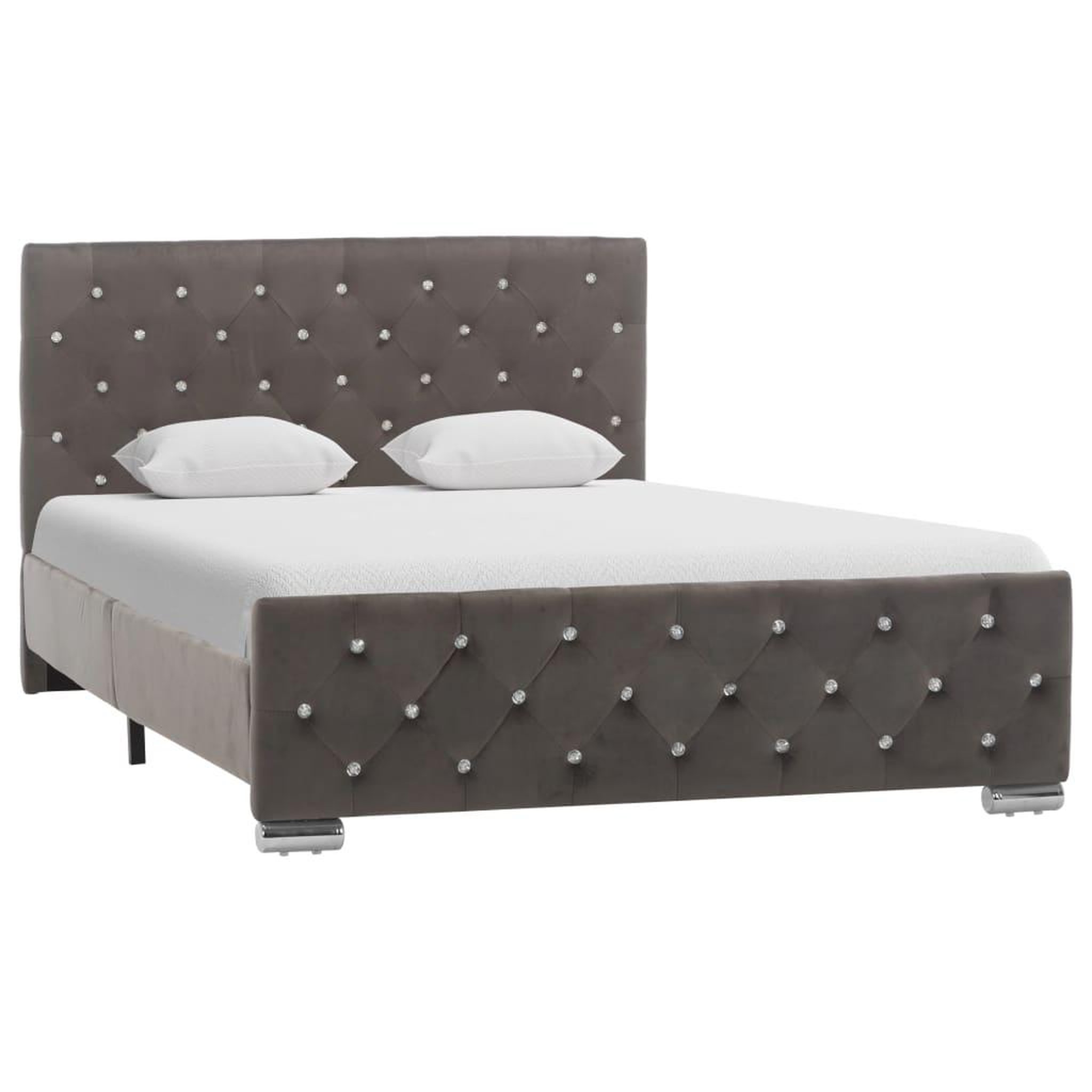 Voir la diapositive 1 : VIDAXL Cadre de lit Gris Tissu 120 x 200 cm