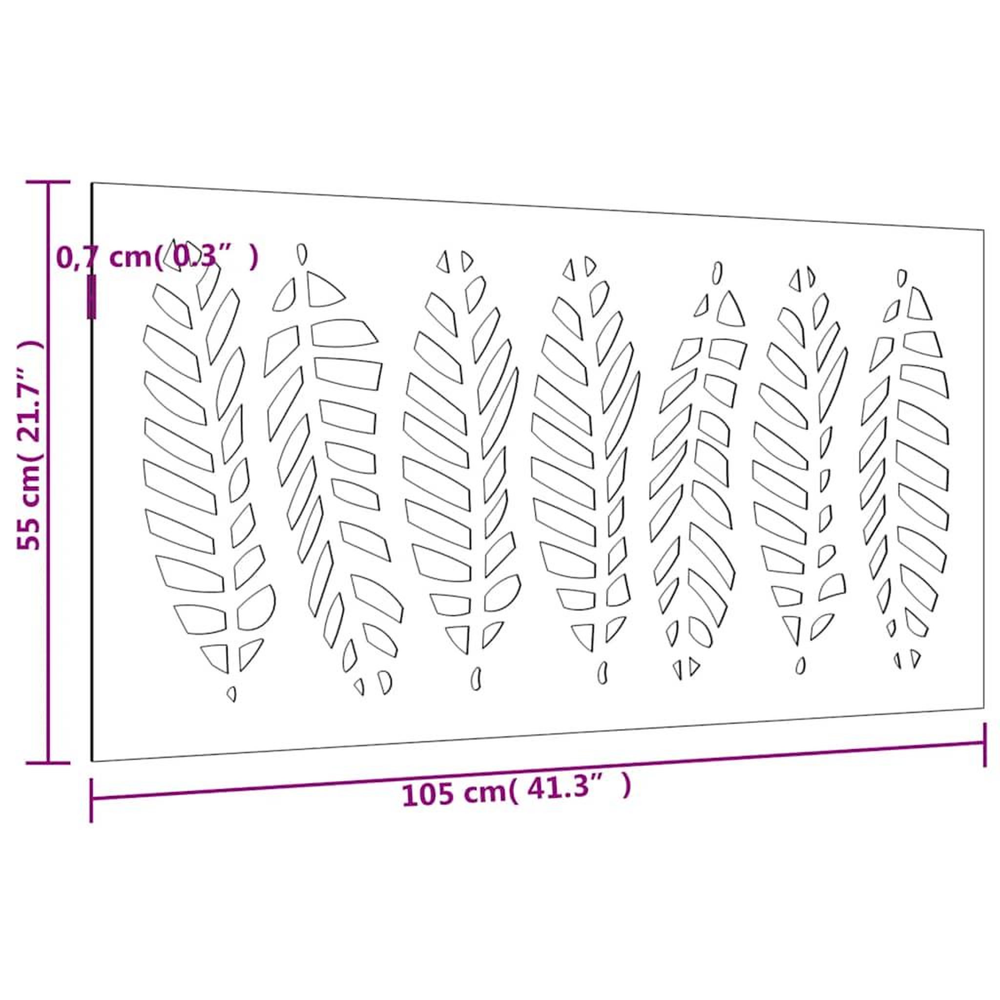 Voir la diapositive 6 : VIDAXL Decoration murale jardin 105x55 cm acier corten design feuille