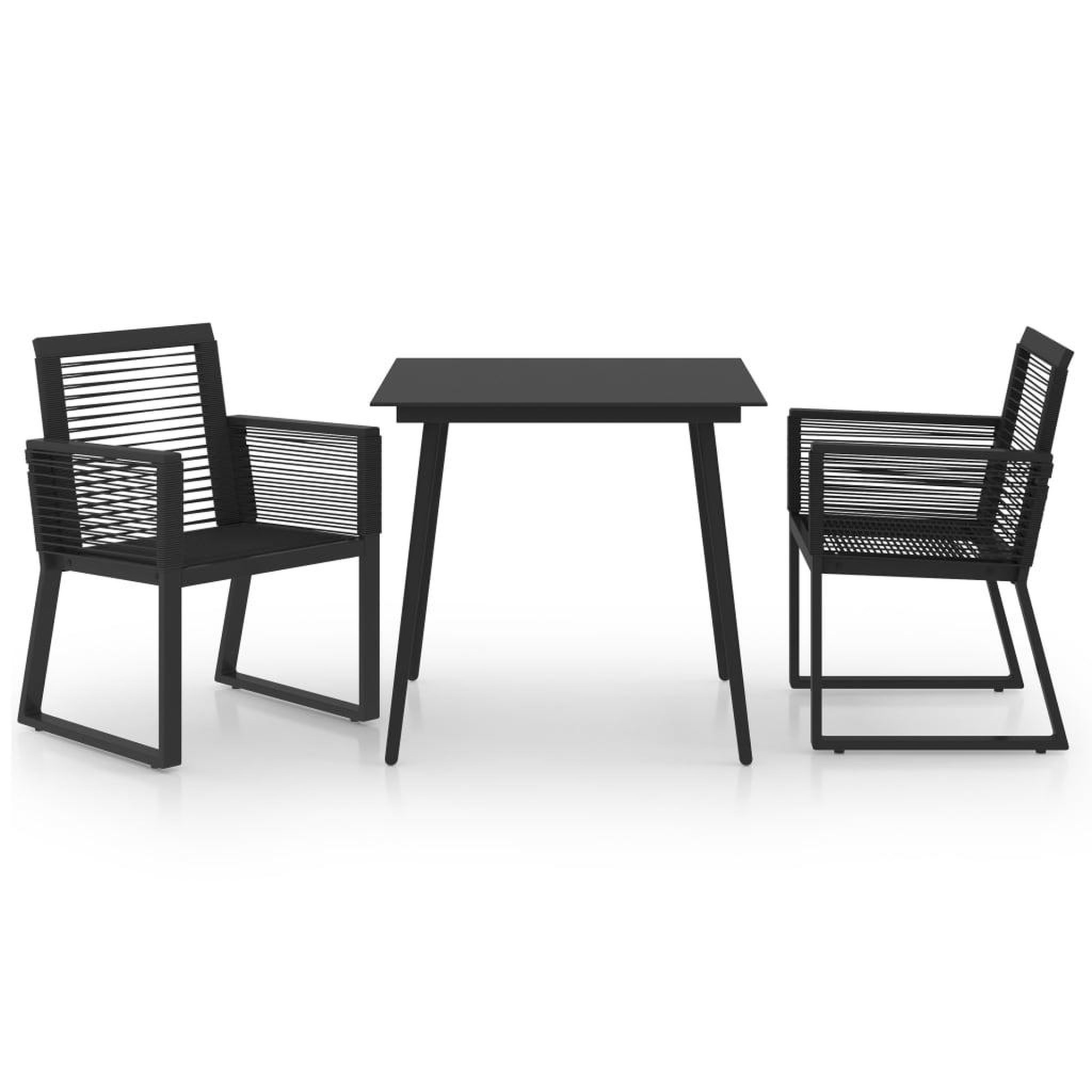VIDAXL Ensemble a manger d'exterieur 3 pcs rotin pvc noir
