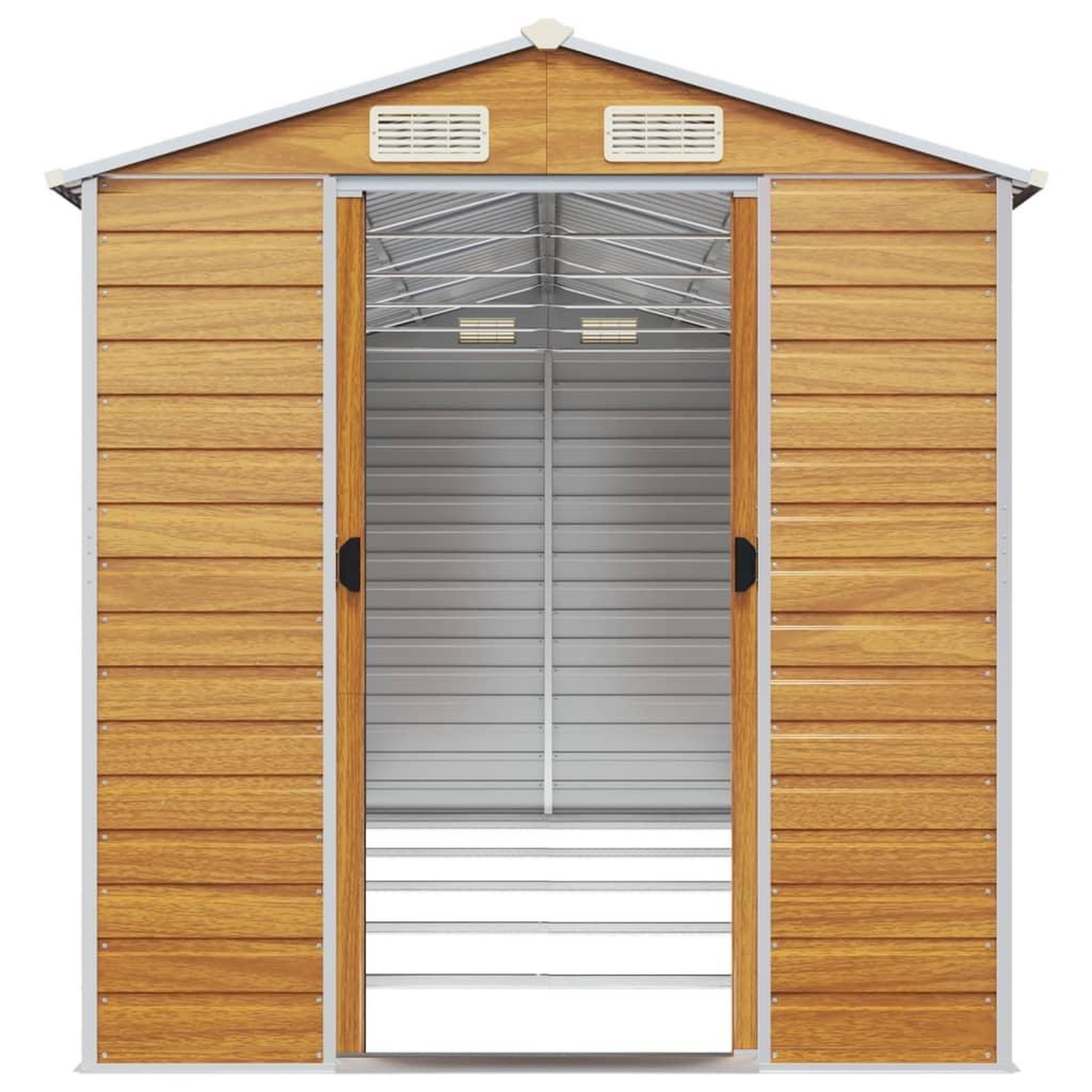 Voir la diapositive 5 : VIDAXL Abri de jardin marron clair 191x470x198 cm acier galvanise