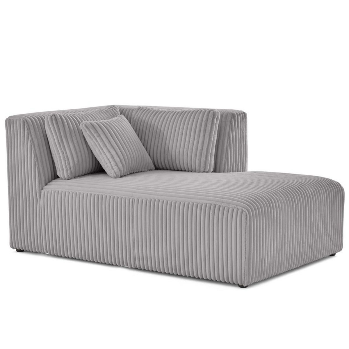 LISA DESIGN Victoire - module d'assise méridienne droit en velours côtelé grosses côtes