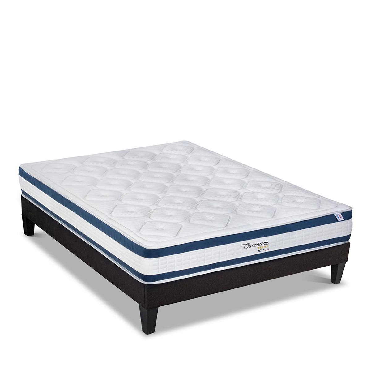 BELLECOUR BELLECOUR LITERIE | Ensemble CHENONCEAU | Matelas Mémoire de forme + Sommier Bois