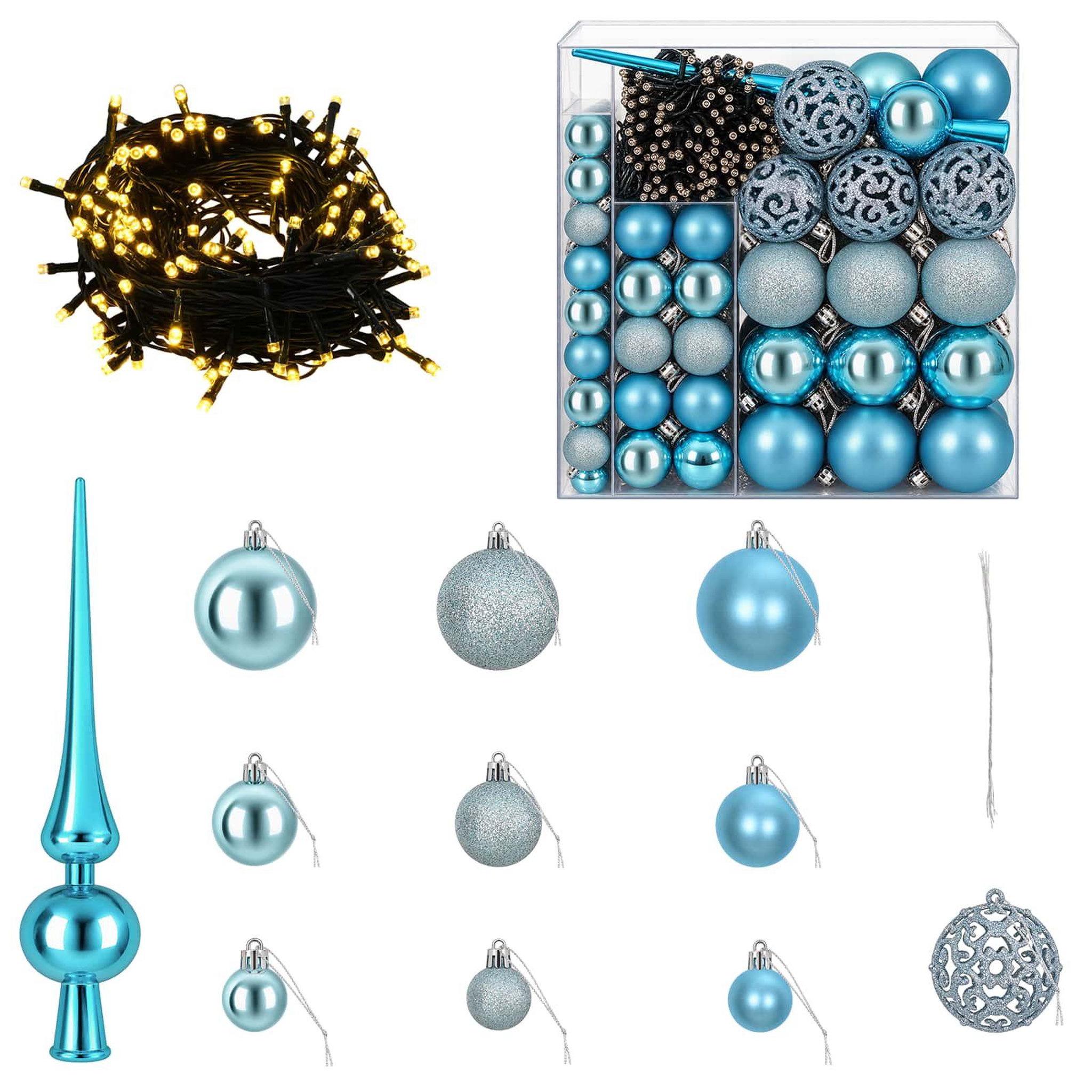 VIDAXL Ensemble de Boules de Noël 120 pc Turquoise Diam. 6 cm