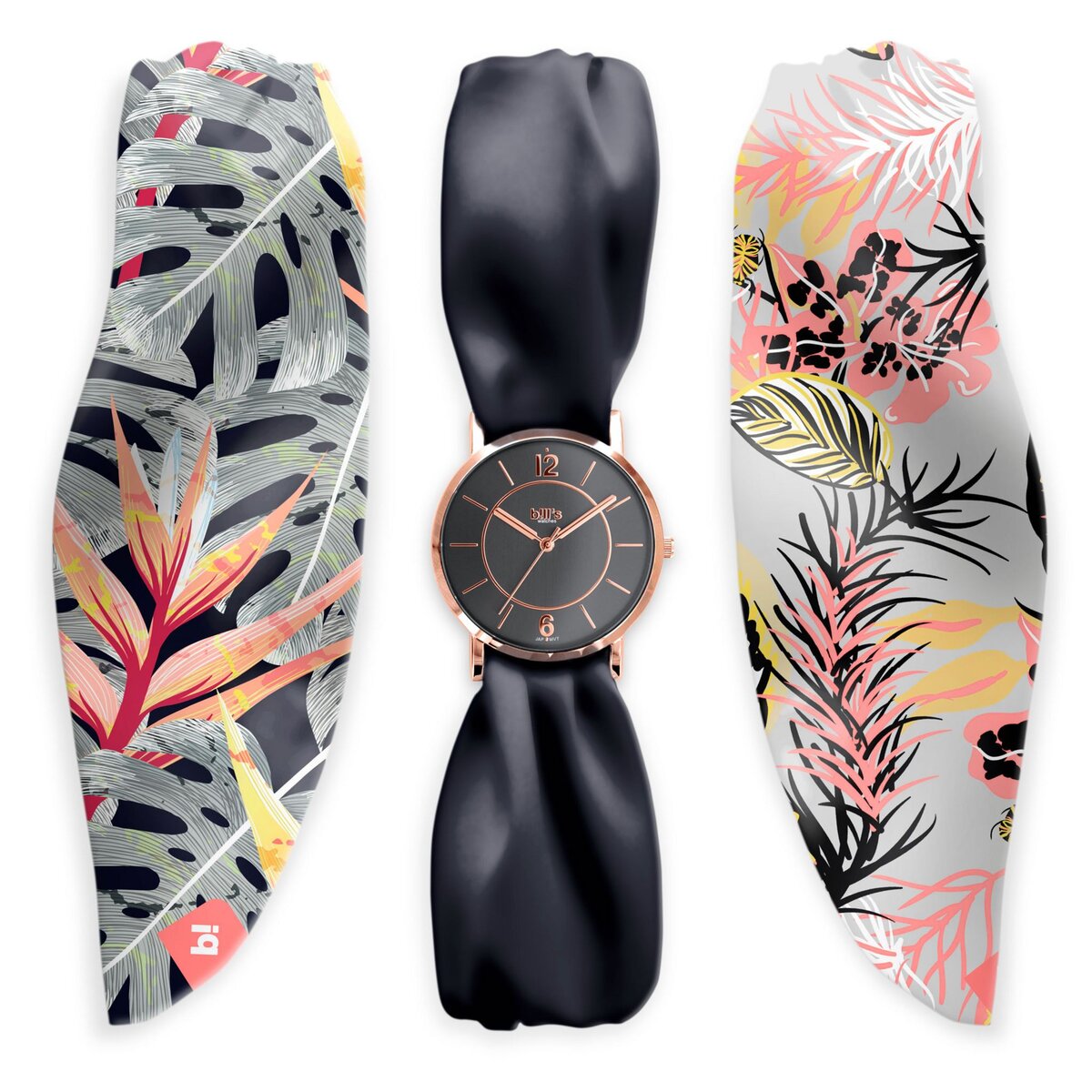 Bill s watch Montre Trend avec Bracelet foulard satin grey peach