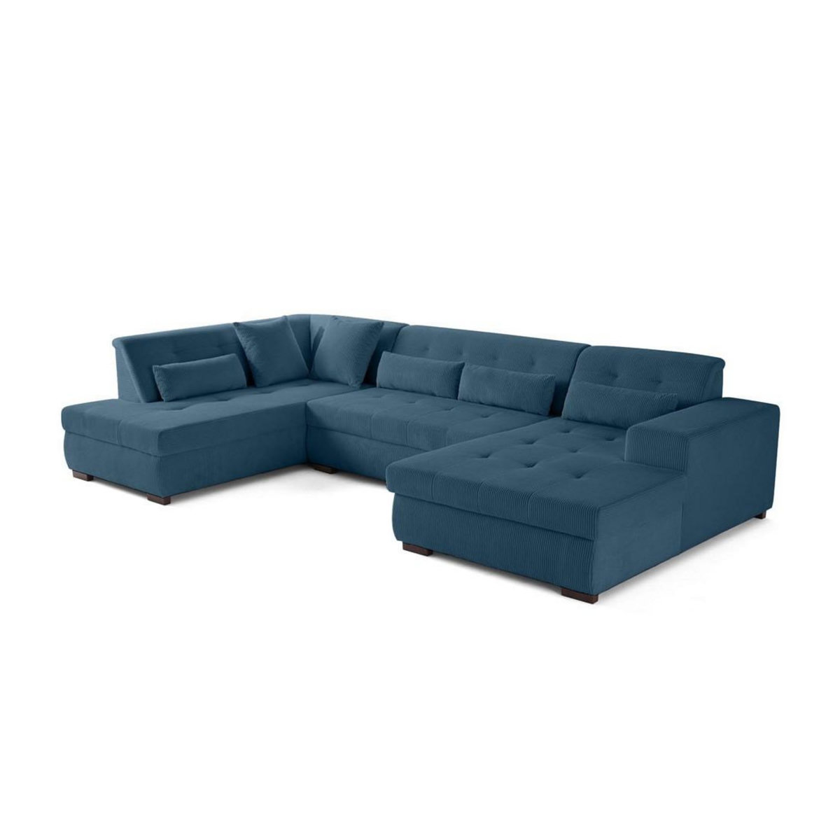 LISA DESIGN Vermont - canapé panoramique d'angle gauche - 7 places - en velours côtelé