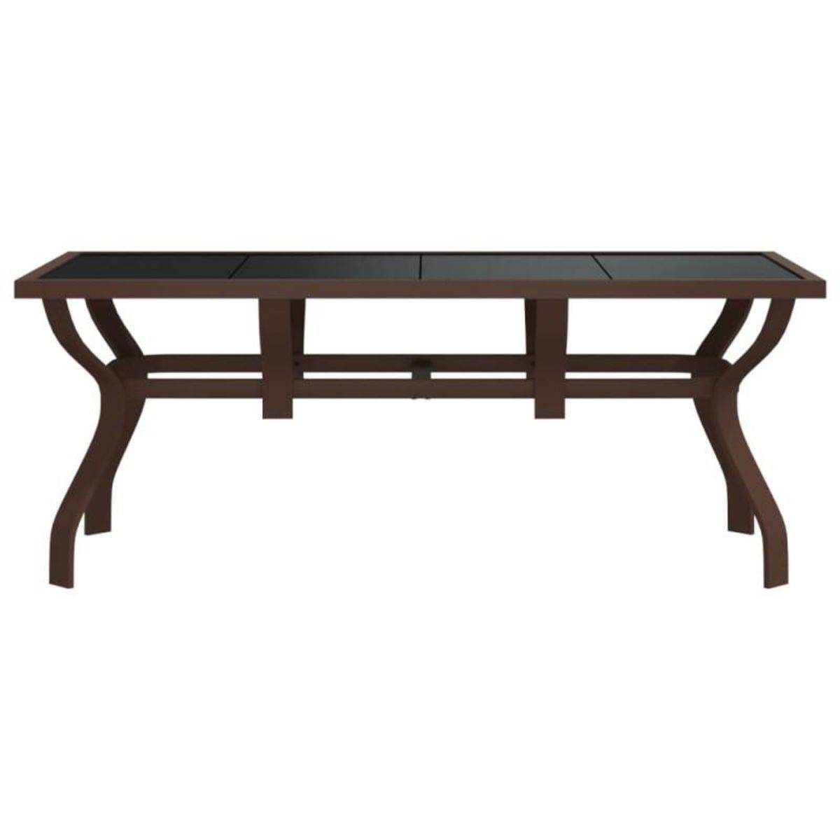 VIDAXL Table de jardin Marron et noir 180x80x70 cm Acier et verre