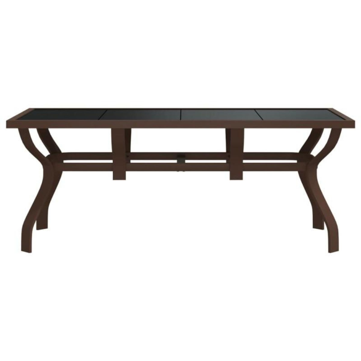 VIDAXL Table de jardin Marron et noir 180x80x70 cm Acier et verre