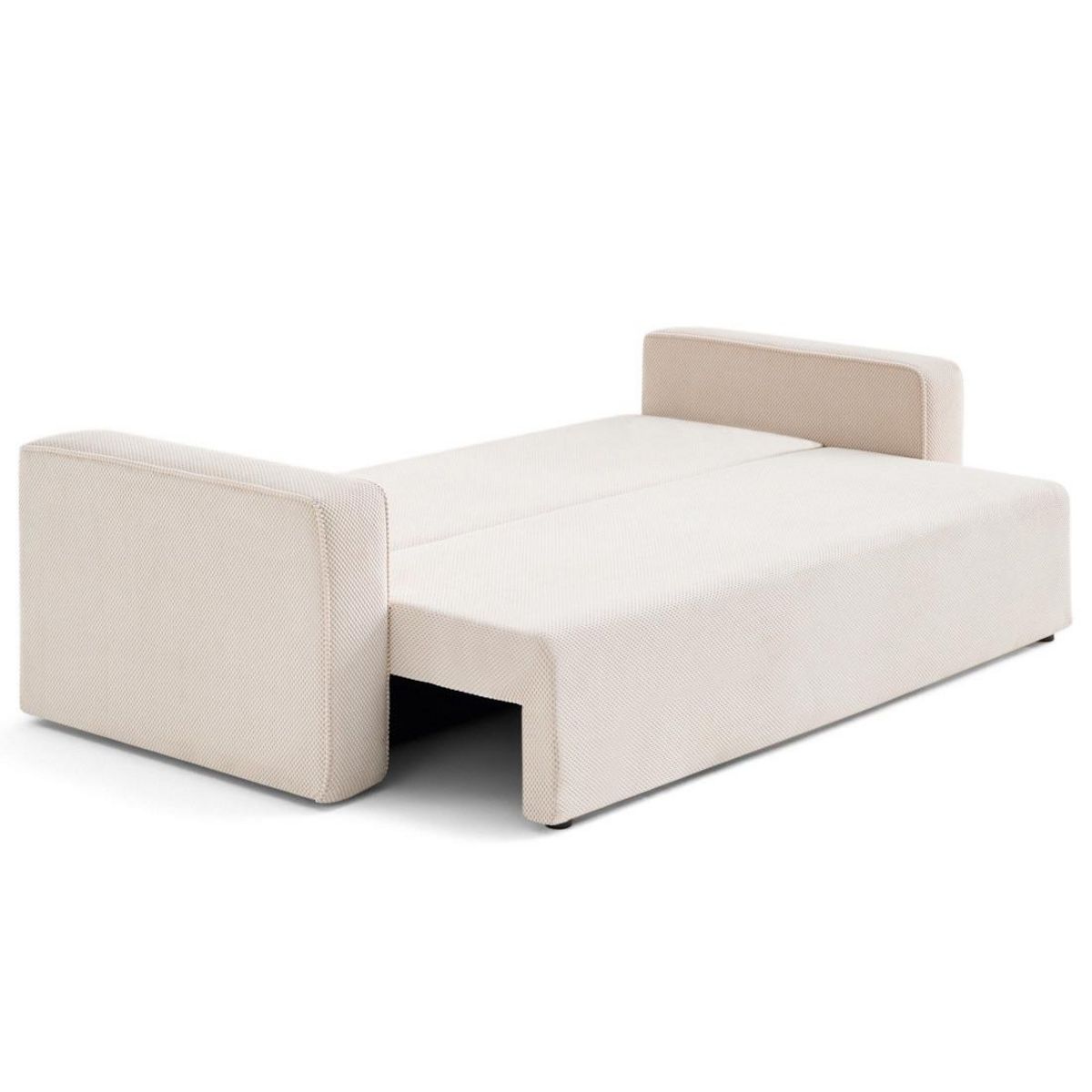 BEST MOBILIER Topaze - canapé droit 3 places convertible avec coffre en velours texturé