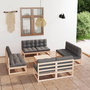 Voir la diapositive 1 : VIDAXL Salon de jardin 9 pcs avec coussins Bois de pin massif