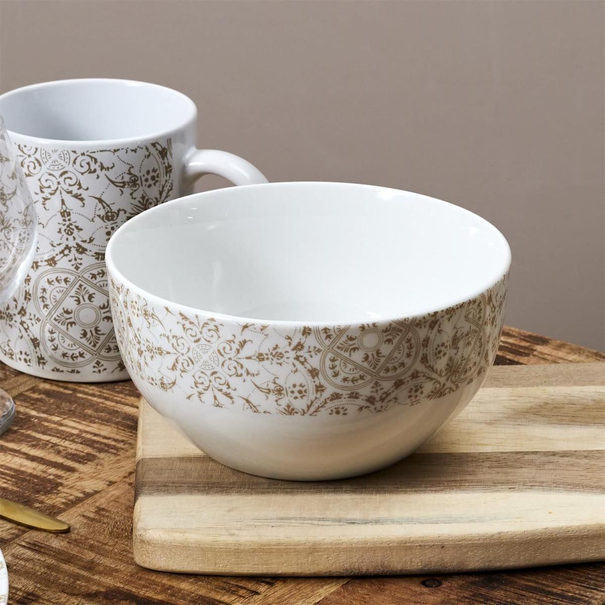 Voir la diapositive 3 : The Home Deco Factory Lot de 6 Bols en Porcelaine  Faience  60cl Blanc