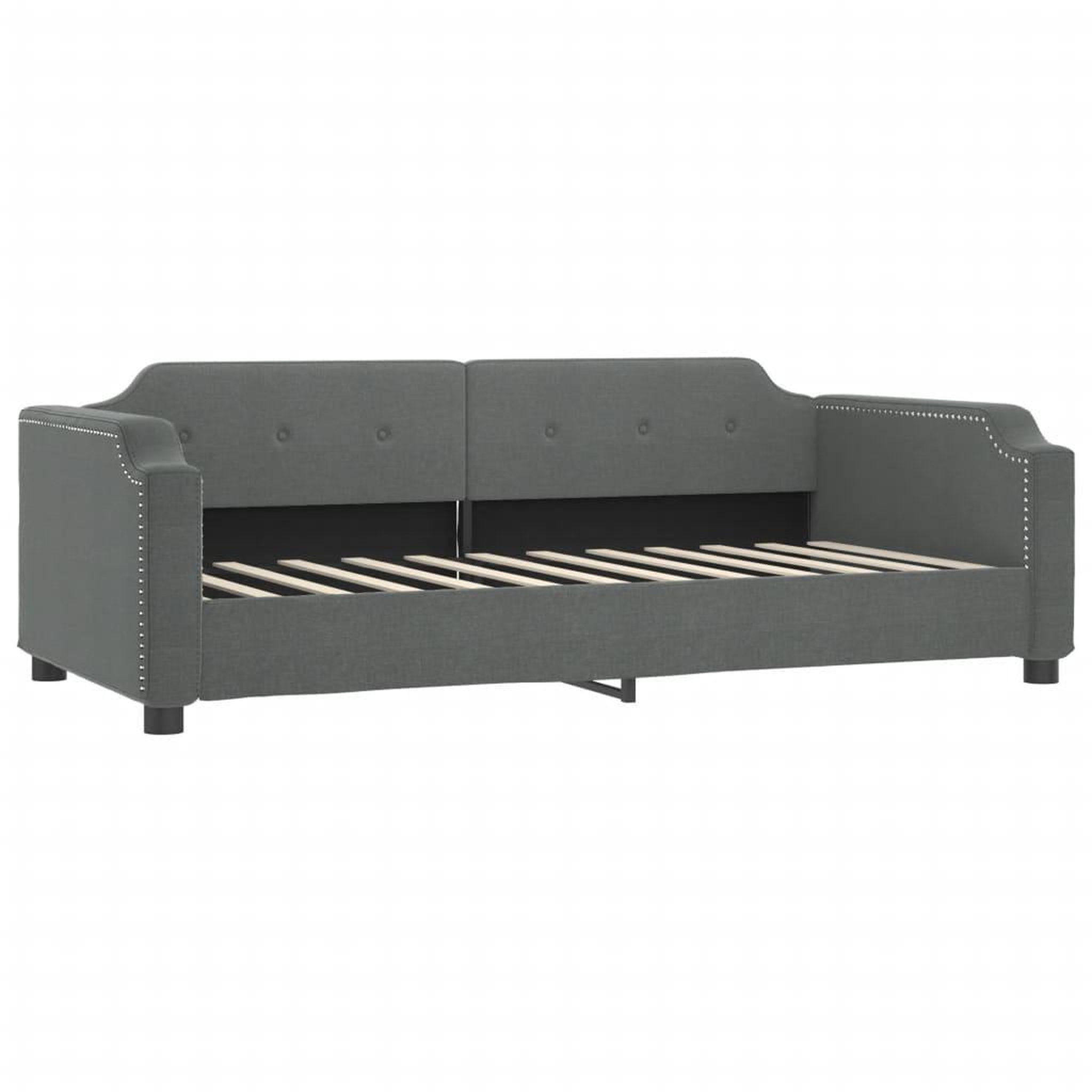 Voir la diapositive 3 : VIDAXL Lit de jour avec matelas gris fonce 100x200 cm tissu