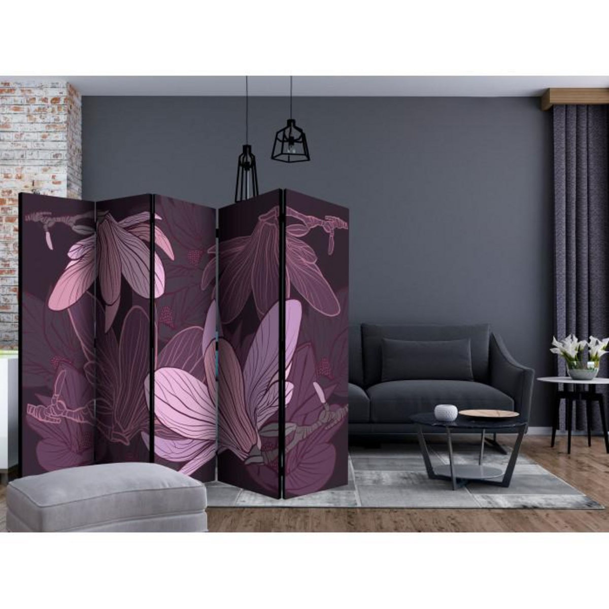 Paris Prix Paravent 5 Volets  Dreamy Flowers  172x225cm