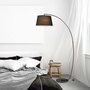 HOMCOM Lampe lampadaire à arc salon courbée - Lampe arceau moderne en métal - Lampadaire sur pied métal lin noir