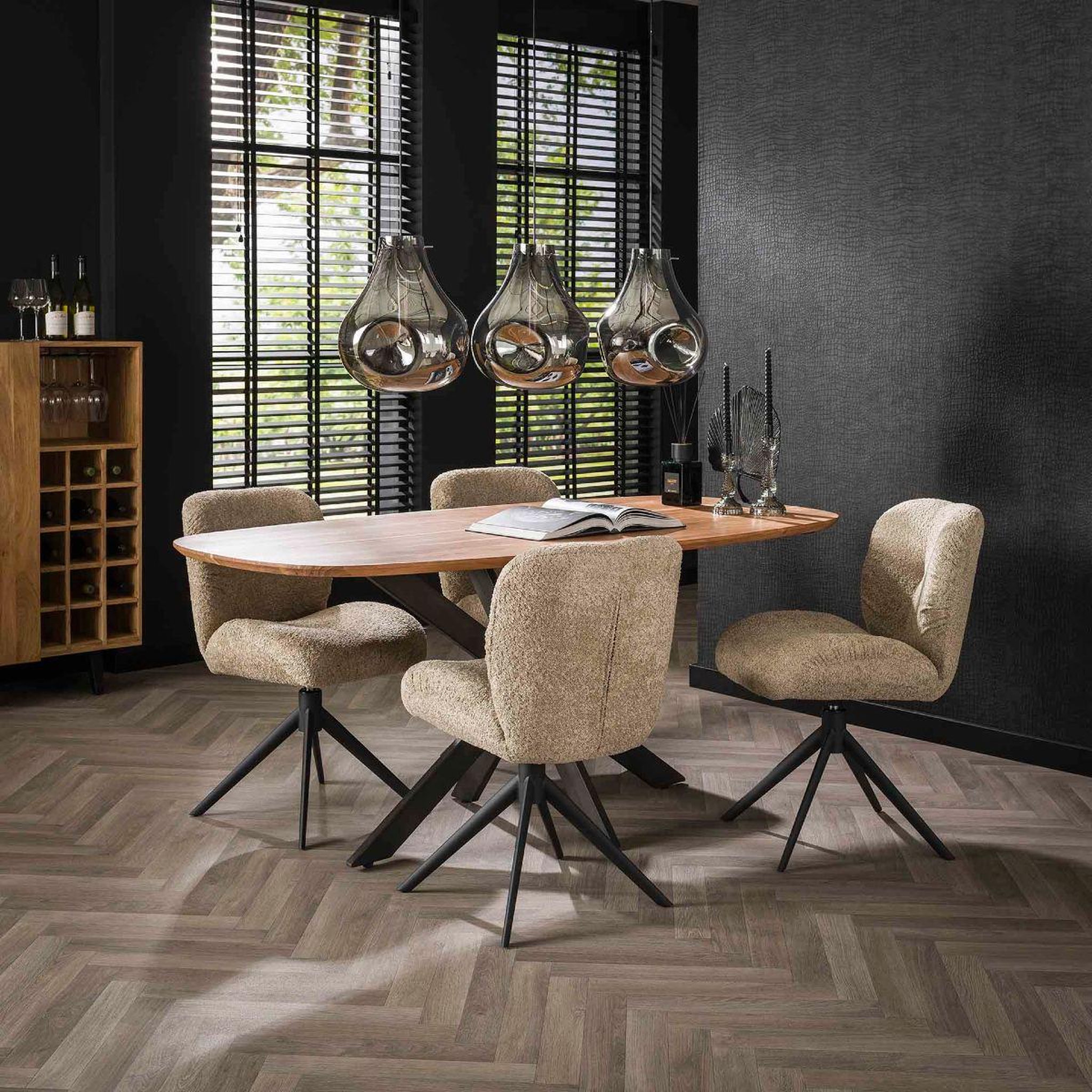 Voir la diapositive 2 : JLC KREATION Table à manger ovale en bois avec pied central dartus1