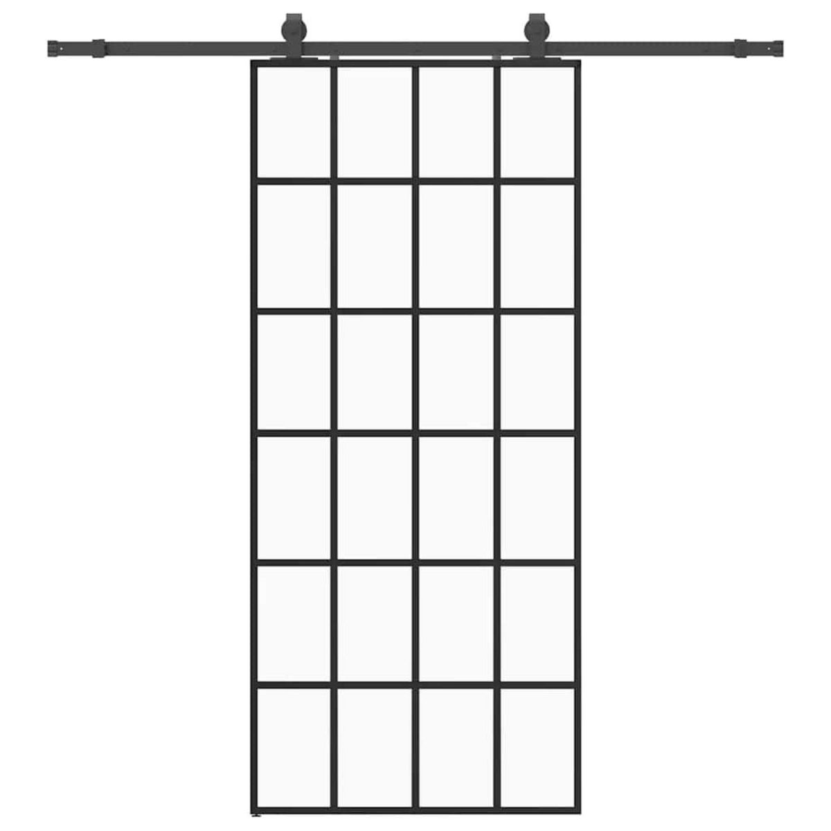VIDAXL Porte coulissante kit de quincaillerie noir 90x205 cm verre ESG