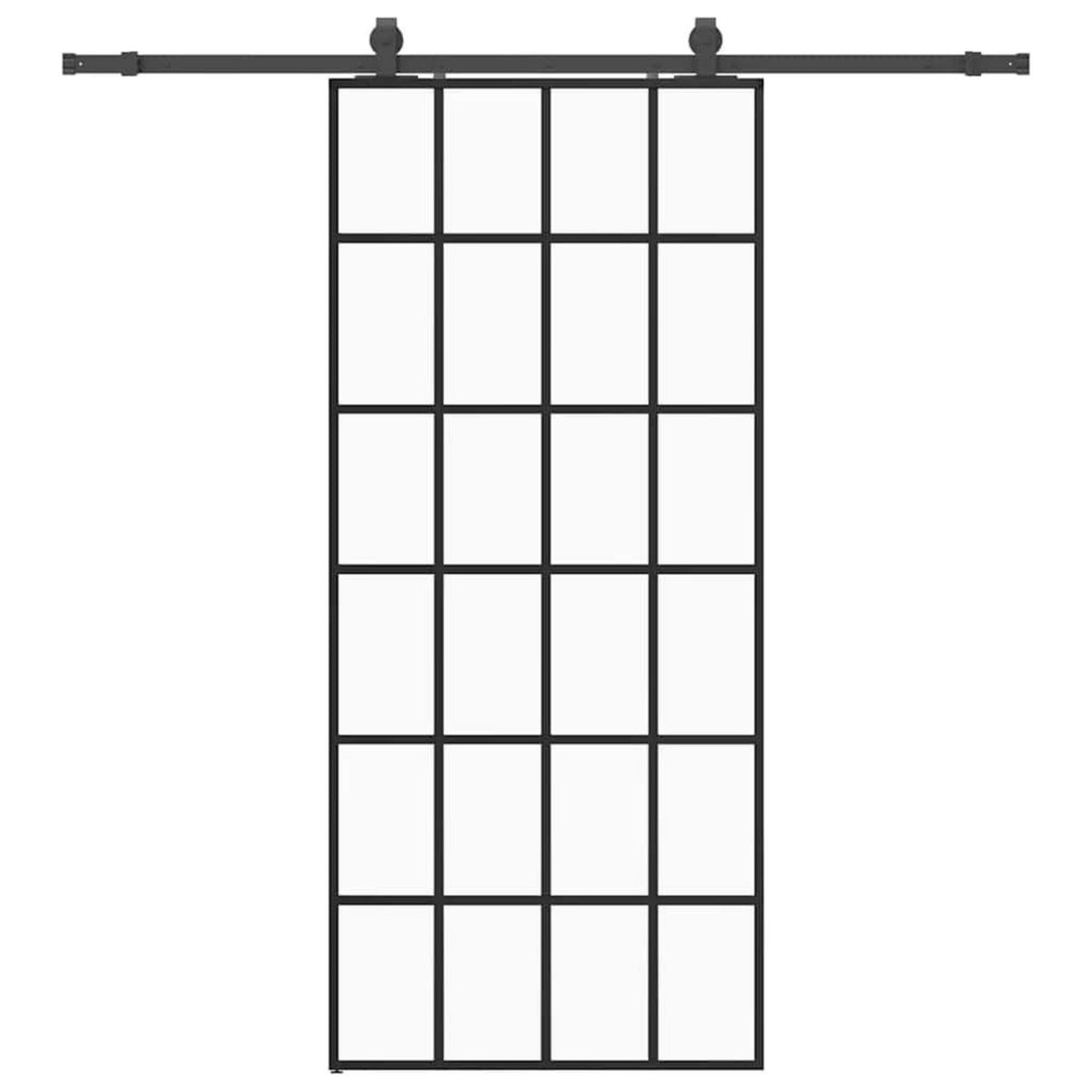 VIDAXL Porte coulissante kit de quincaillerie noir 90x205 cm verre ESG