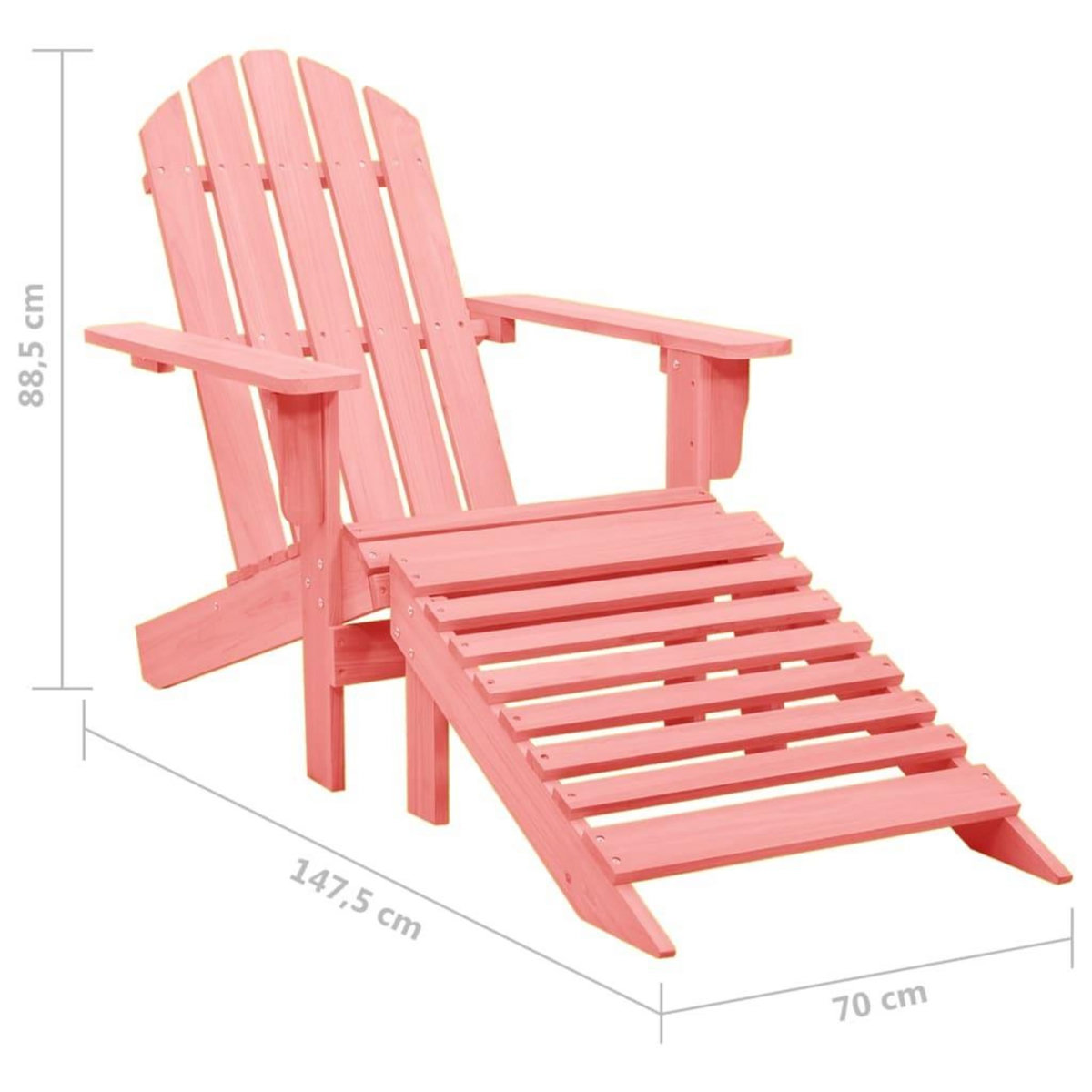VIDAXL Chaise de jardin Adirondack avec pouf bois de sapin solide rose
