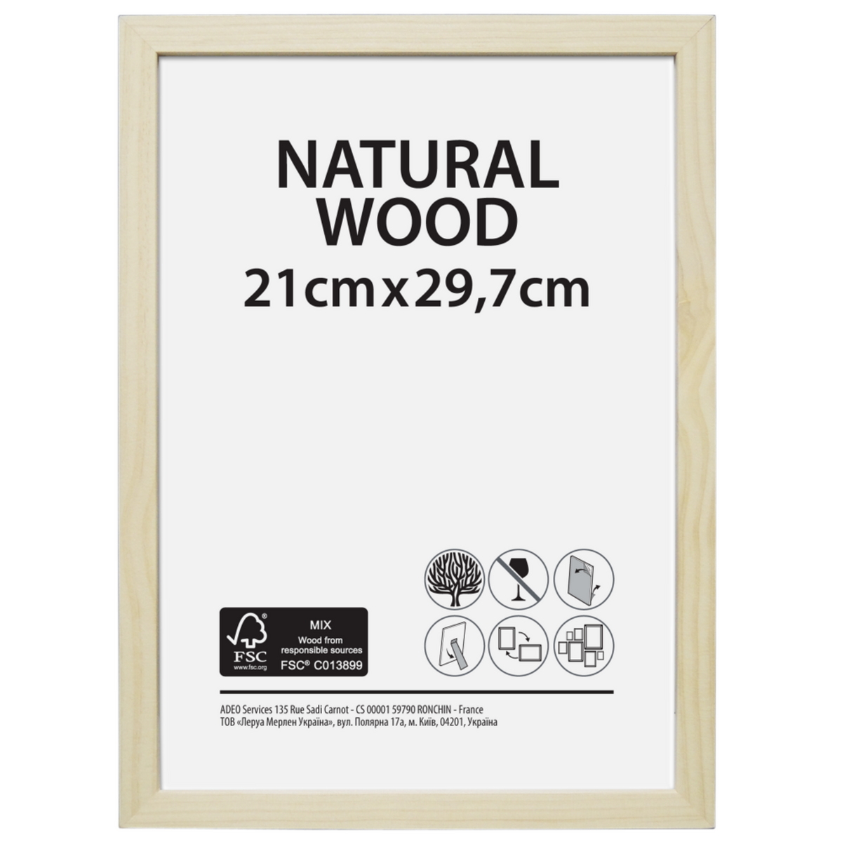 CENTRALE BRICO Cadre Brut, l.21 x H.29.7 cm, bois naturel