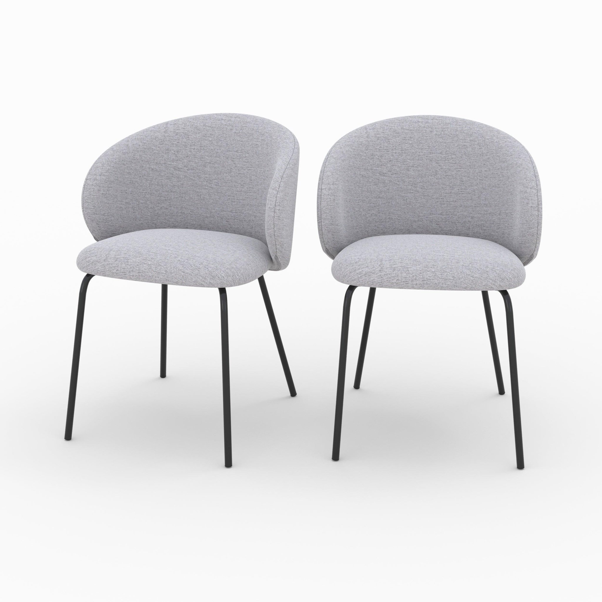 MAISON PAVANE Lot de 2 chaises en tissu gris clair et pieds en métal noir-victoria