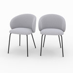 MAISON PAVANE Lot de 2 chaises en tissu gris clair et pieds en métal noir-Victoria