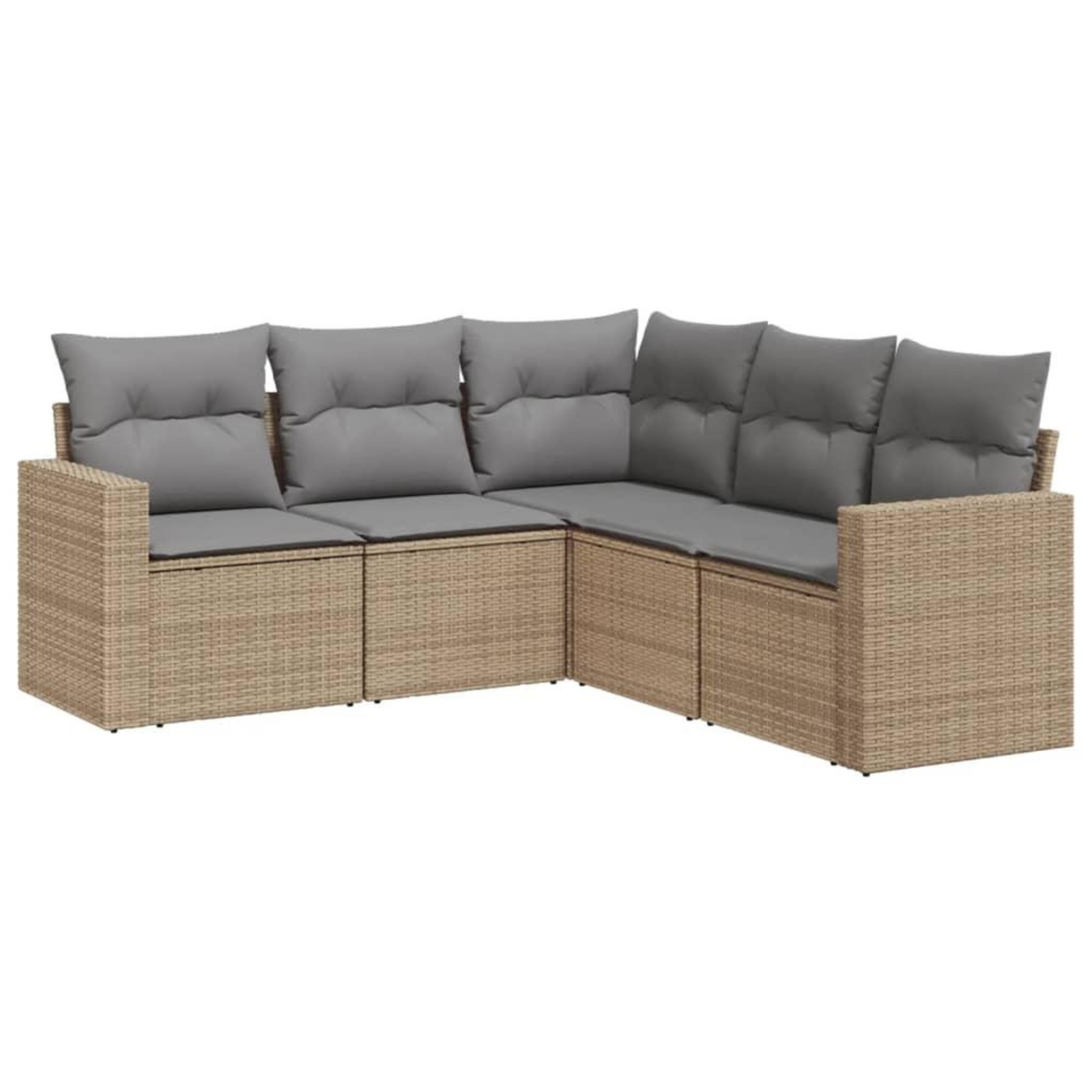 Voir la diapositive 2 : VIDAXL Salon de jardin avec coussins 5 pcs beige resine tressee