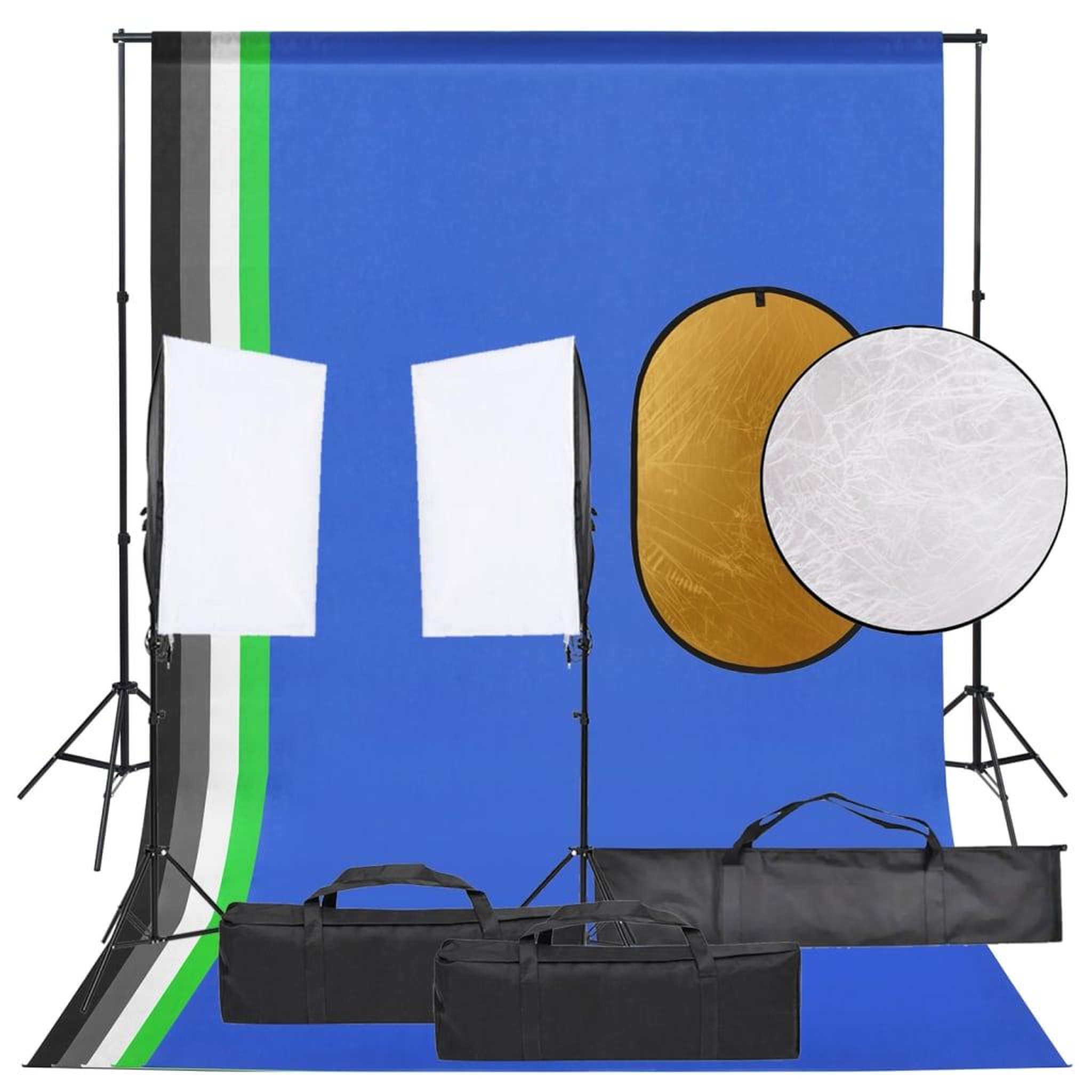 VIDAXL Kit de studio photo avec eclairage toile de fond et reflecteur