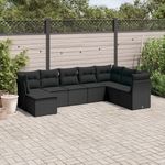 VIDAXL Salon de jardin 8 pcs avec coussins noir resine tressee