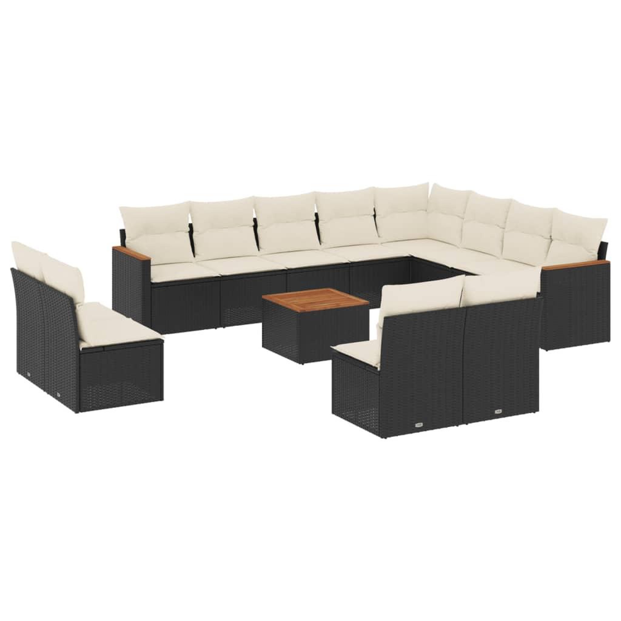 Voir la diapositive 2 : VIDAXL Salon de jardin avec coussins 13 pcs noir resine tressee